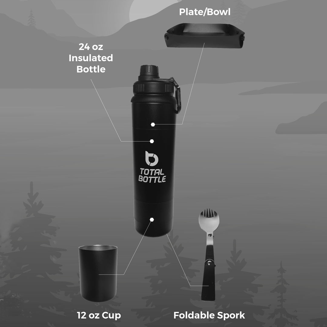 Total Bottle All-in-One Hydration Solution with Cup, Spork, & Plate